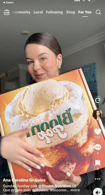 Ana holding large Bloom Nutrition box