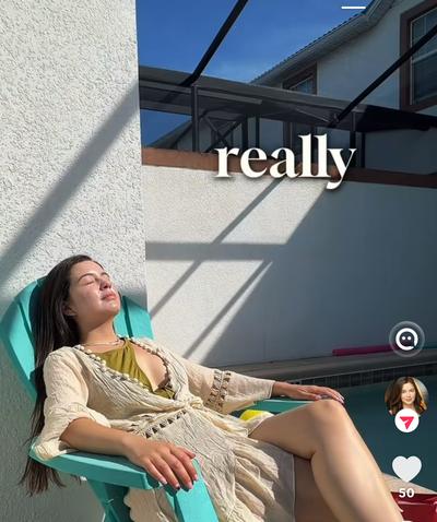 Ana relaxing poolside for EltaMD sunscreen