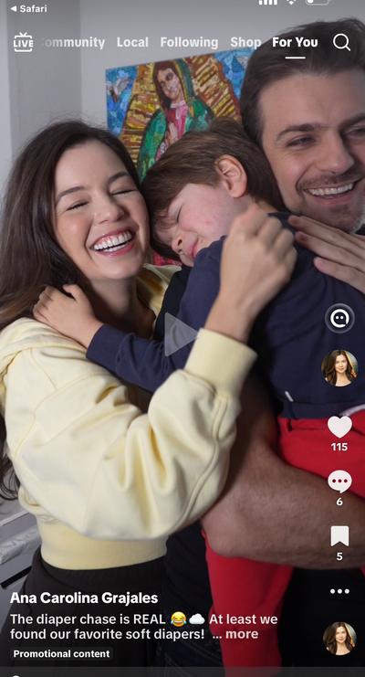 Ana, Pablo, and Mateo in a warm family hug for Millie Moon