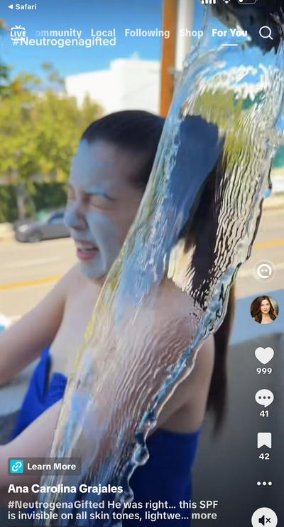 Ana with water splashing for Neutrogena SPF