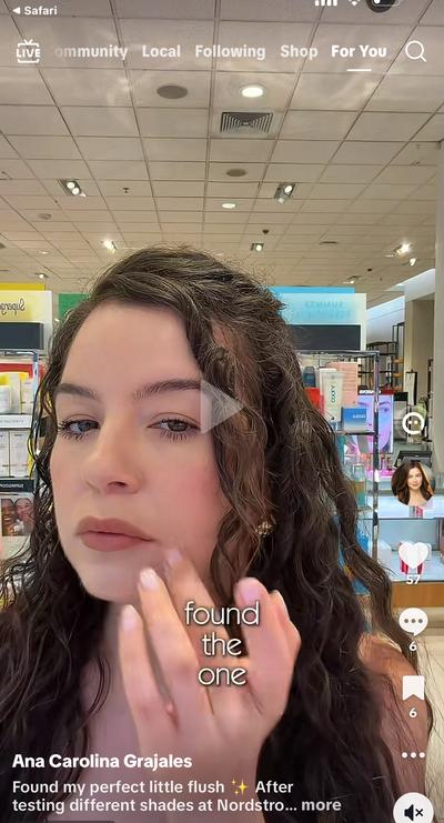 Ana at Nordstrom beauty counter testing blush