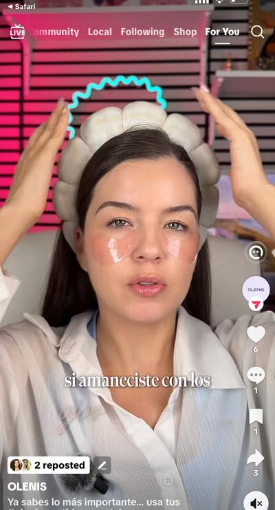 Ana with Olenis eye patches in Spanish content