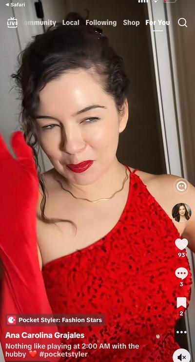 Ana in red dress and gloves for Pocket Styler Fashion Stars